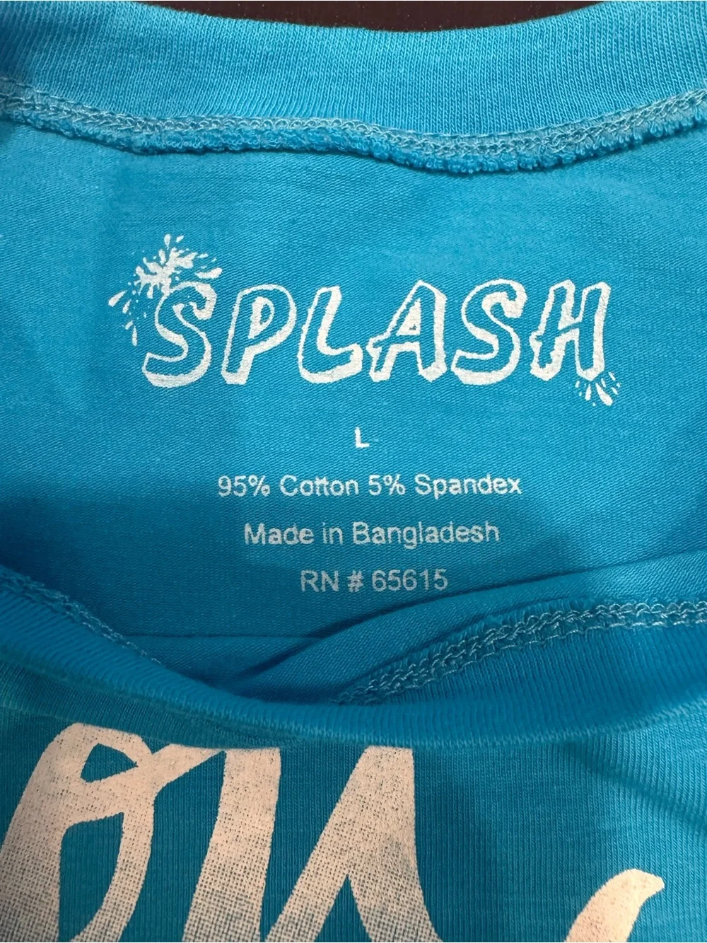 Splash Bright Blue Graphic Tee with White Script